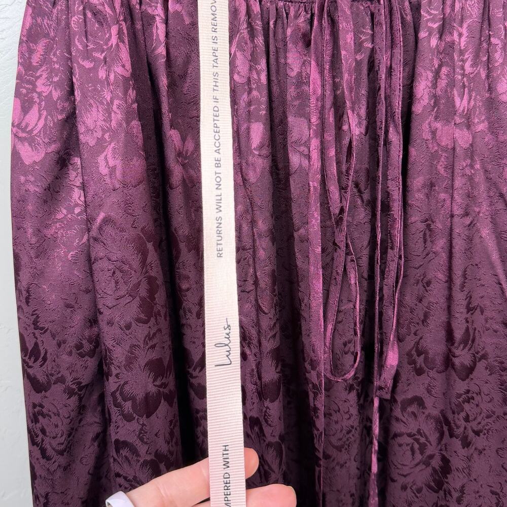 NEW Lulus Vasilia Plum Purple Satin Jacquard Full Tiered Corset Maxi Dress Small - Picture 9 of 11